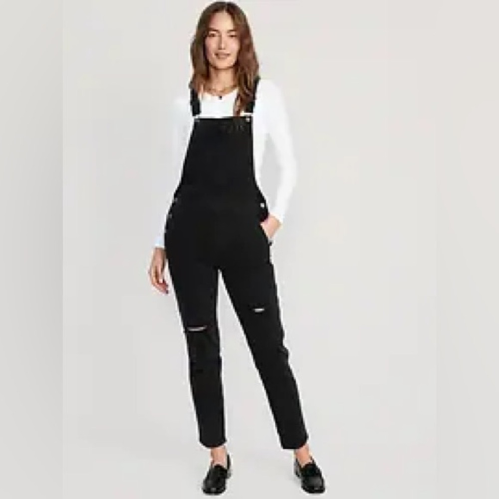 Old Navy OG straight  distressed overalls